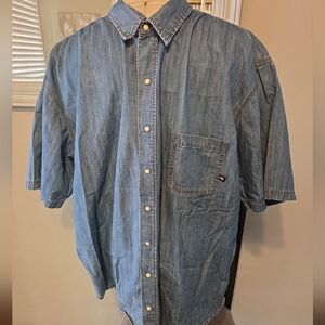 Dickies Pearl Snap Shirt Men’s 3XL Denim Short Sleeves Cotton Pocket Shop Chore